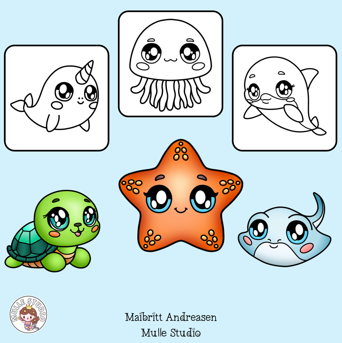 Søde Hav Dyr - Malebog