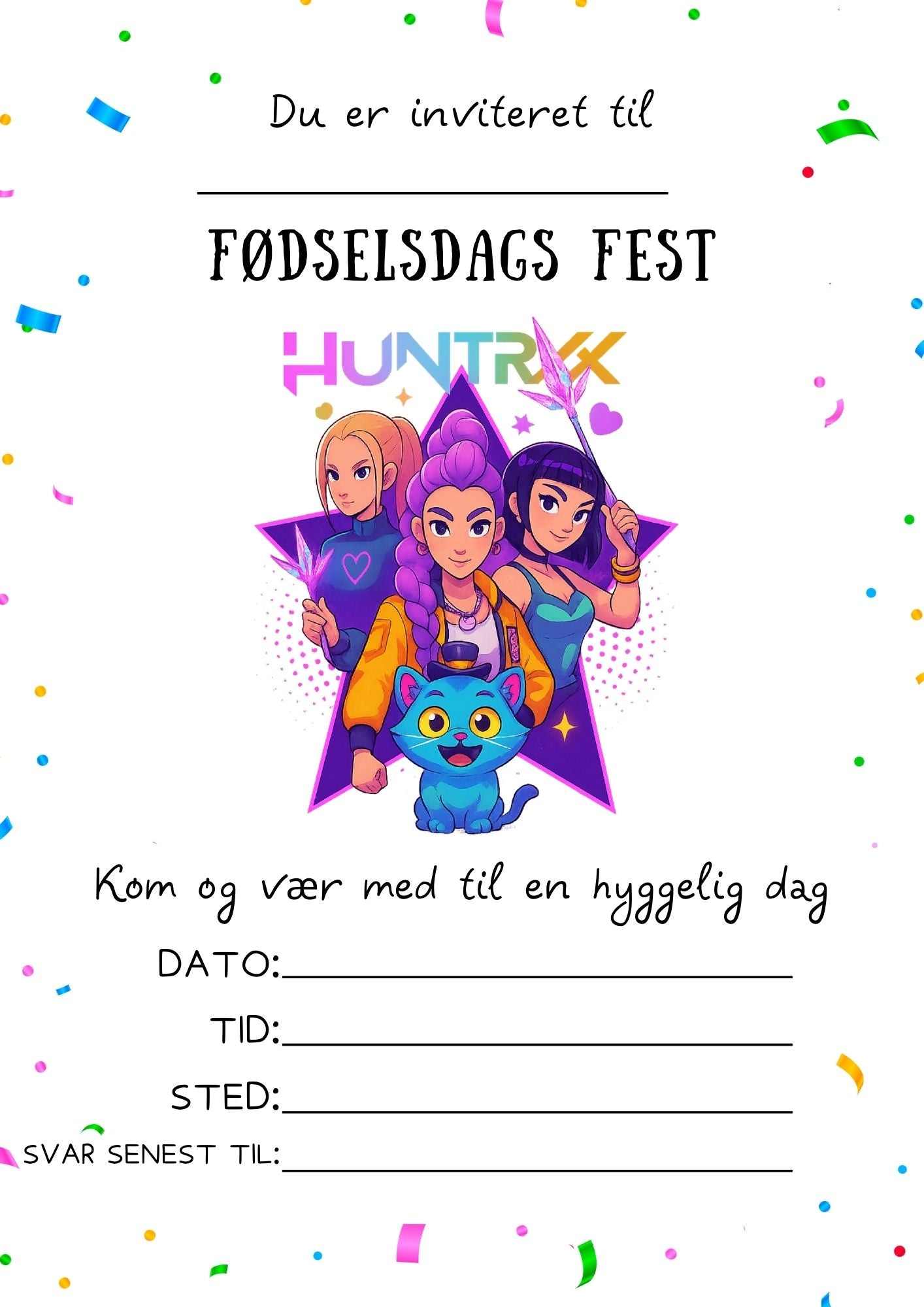 Fødselsdagsinvitation Demon Hunters – print selv PDF | Mulle Studio