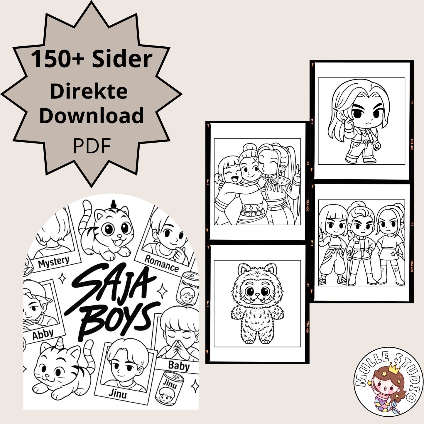 Kawaii Demon Hunters – 163 Tegninger | Print Selv Farvelægningspakke (PDF)