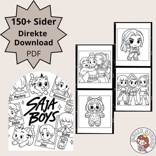 Kawaii Demon Hunters – 163 Tegninger | Print Selv Farvelægningspakke (PDF)