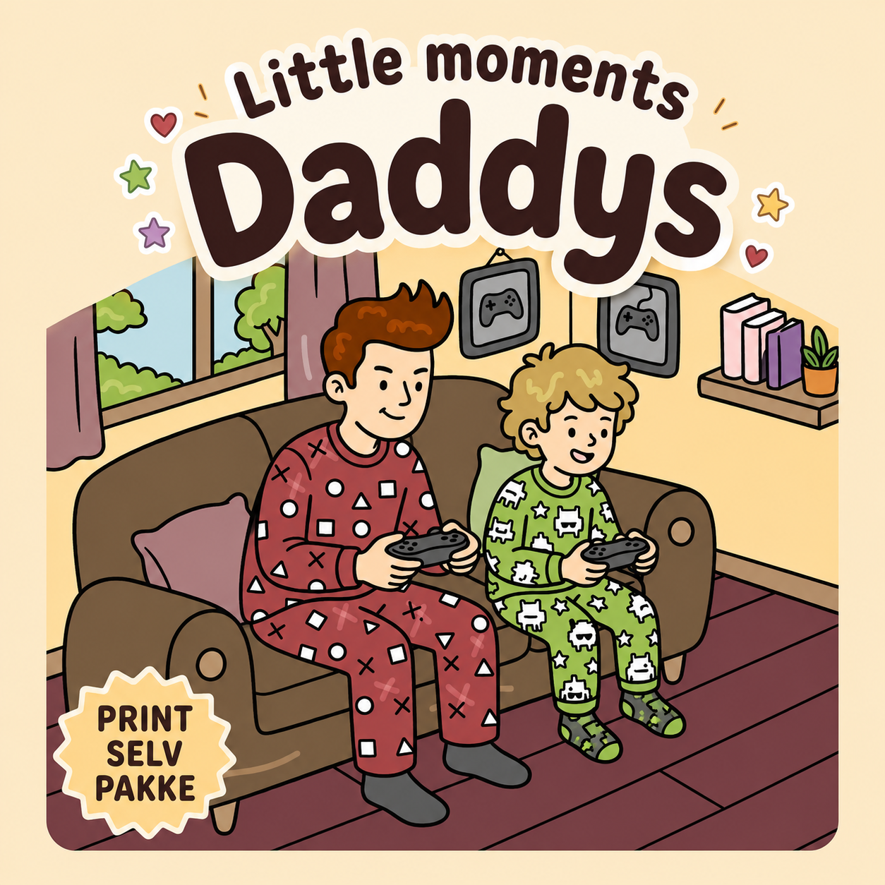 Little Moments – Daddys | Søde Print Selv Tegninger med Far & Barn Hygge