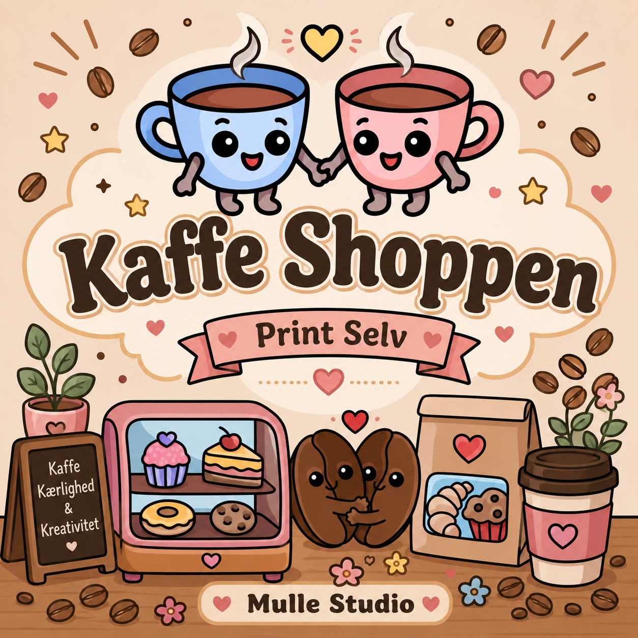 Kaffe Shoppen - Print Selv - 50 cozy café tegninger